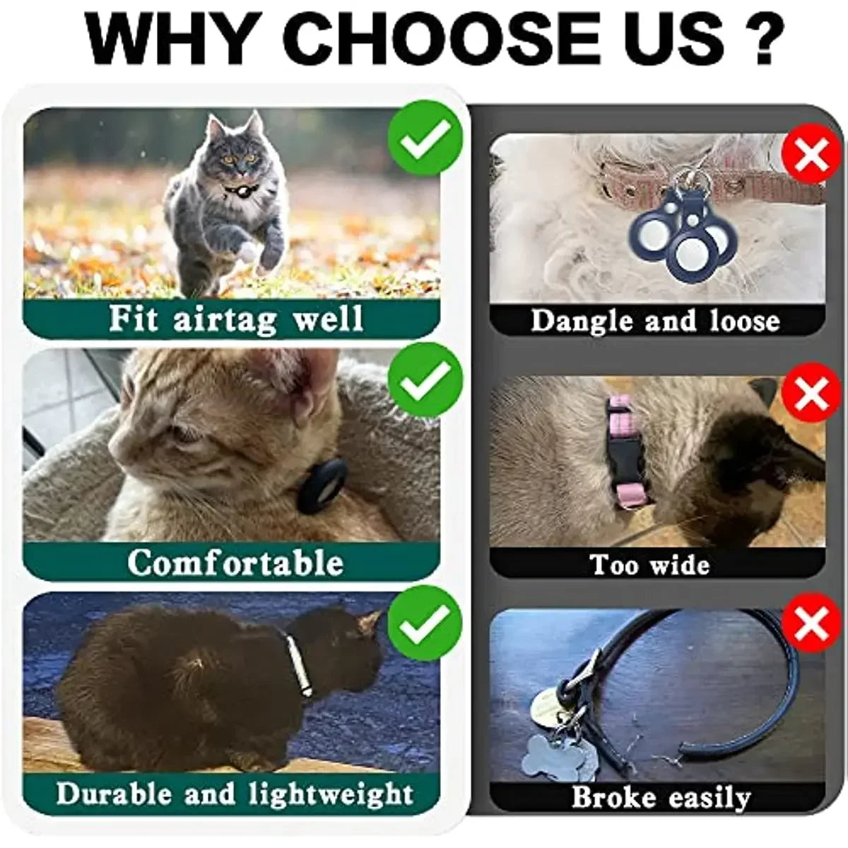 Reflective Breakaway Cat Collar with AirTag Holder & Bell – Safe, Stylish, and Smart Tracking