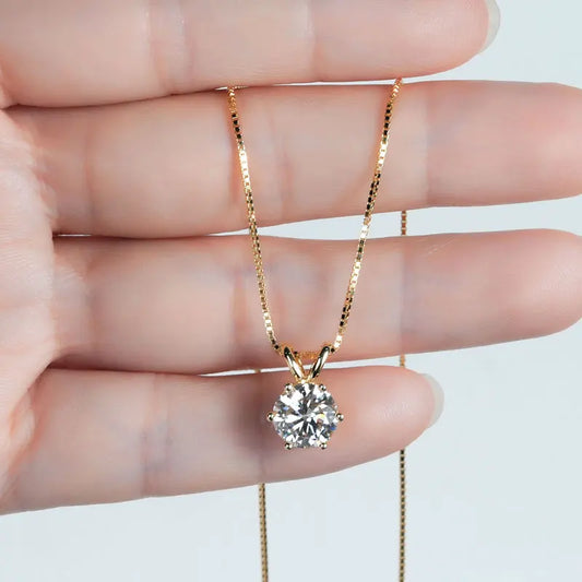 Classic Moissanite Pendant Necklace | 0.5CT–5CT | GRA Certified | 925 Sterling Silver