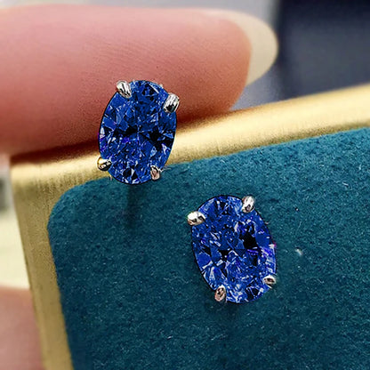 CAOSHI Elegant Oval-Cut CZ Stud Earrings – Simple Shiny Crystal Jewelry for Women | Timeless & Versatile Accessories