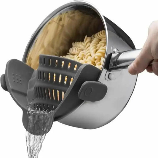 SnapStrain™ — Adjustable Clip-On Pot & Pan Strainer