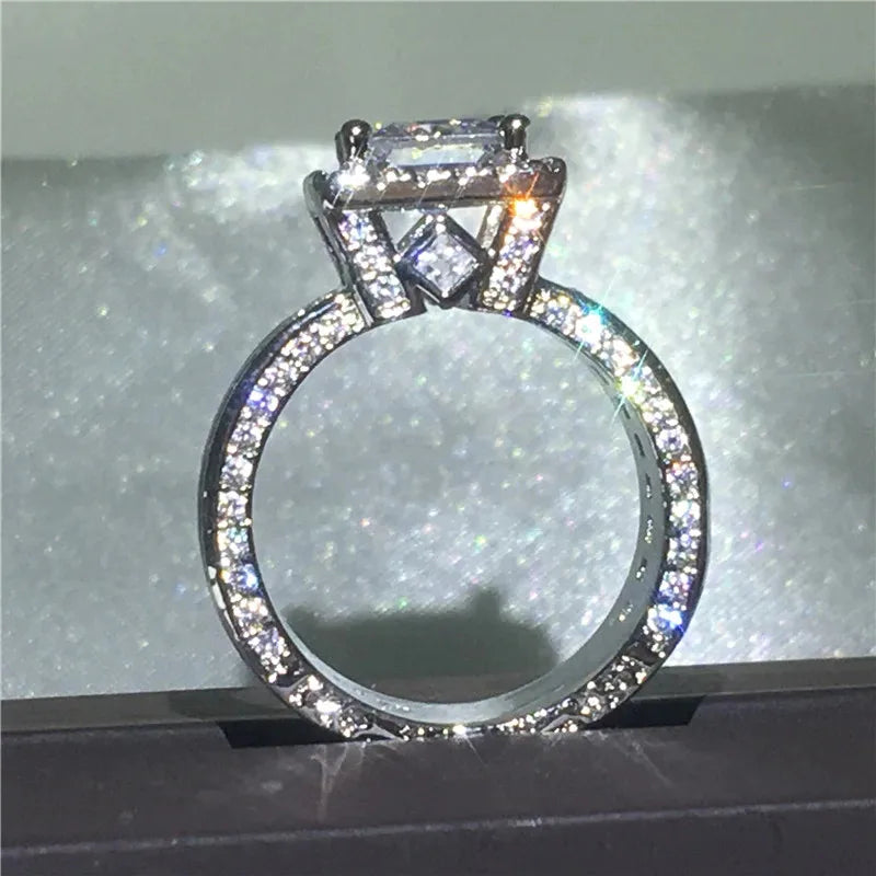 Square Cut Halo Zircon Engagement Ring – Elegant Promise Jewelry for Women & Girls | Valentine's Day Gift
