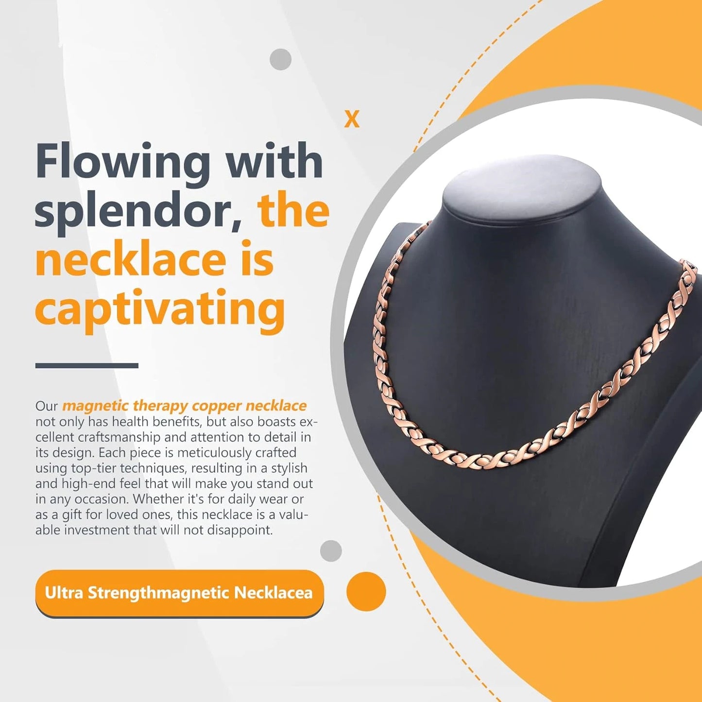ARADOO Magnetic Copper Necklace – Stylish Pain Relief & Wellness Jewelry for Men & Women