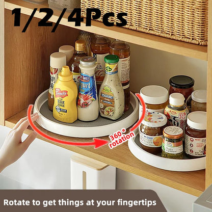 360° Rotatable Anti-Slip Condiment Storage Rack | Lazy Susan Organizer for Kitchen & Cabinet