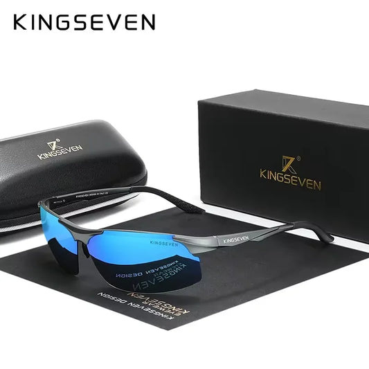 KINGSEVEN™ 9126 Polarized Aviator Sunglasses – Men's Premium Aluminum Eyewear with Mirror Lens | Unisex Driving Shades