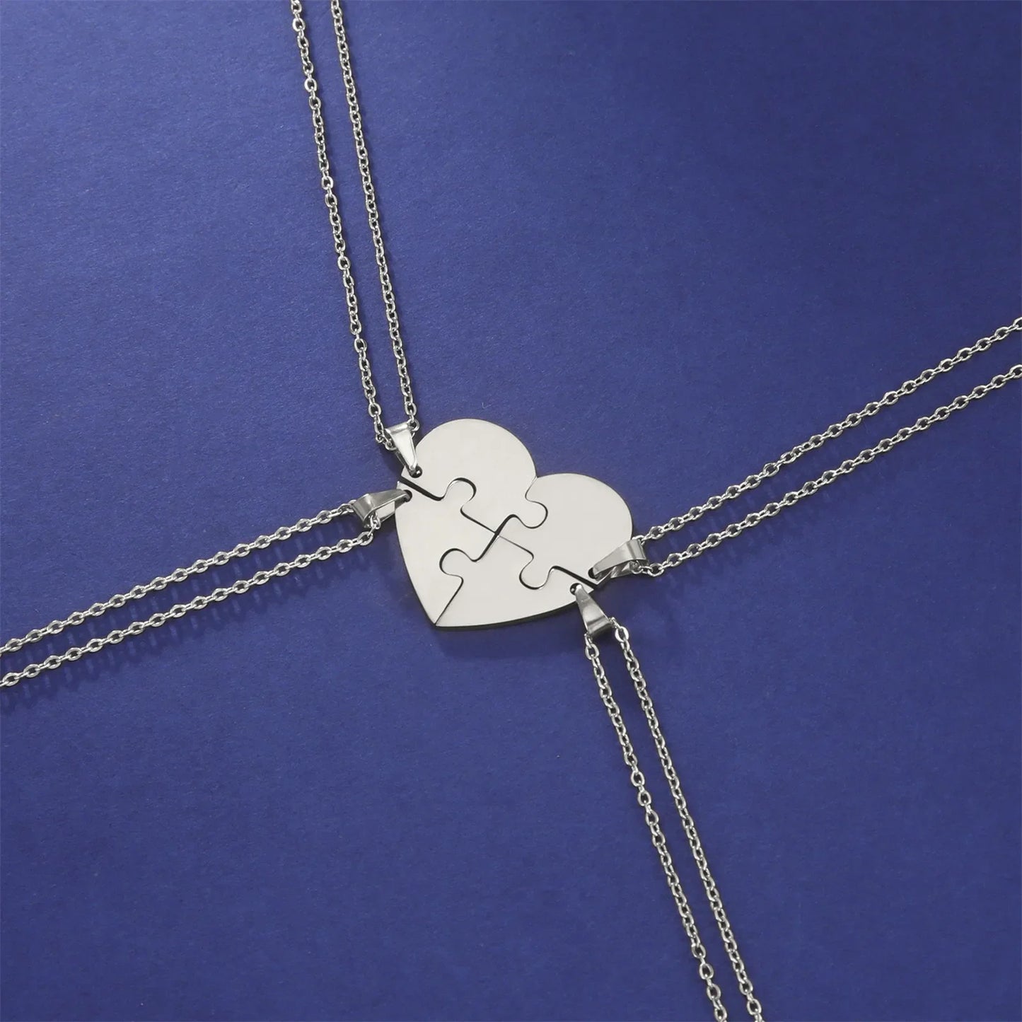 Dreamtimes Love Heart Puzzle Pendant Necklace 2/3/4/5/6 Pieces Stainless Steel Women Men Jewelry Lover Family Friends Gifts