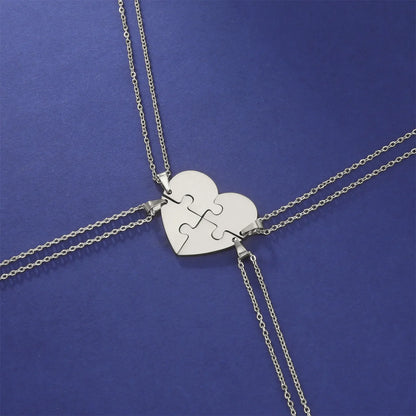 Dreamtimes Love Heart Puzzle Pendant Necklace 2/3/4/5/6 Pieces Stainless Steel Women Men Jewelry Lover Family Friends Gifts