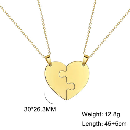 Dreamtimes Love Heart Puzzle Pendant Necklace 2/3/4/5/6 Pieces Stainless Steel Women Men Jewelry Lover Family Friends Gifts