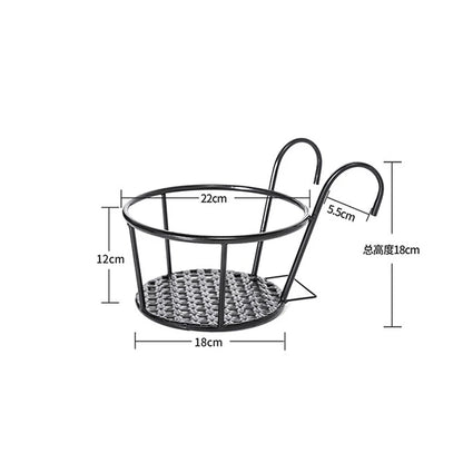 SkyBloom™ Hanging Metal Flower Pots (Set of 3) – Iron Art Planters with Hooks for Balcony & Fence