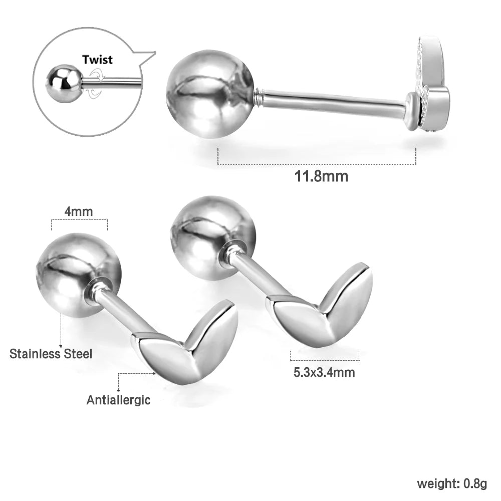 LUXUSTEEL Mini Cute Stud Earrings – Stainless Steel Heart, Butterfly, Rabbit Designs for Women & Girls | Helix & Cartilage Piercing Jewelry