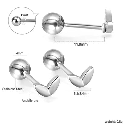 LUXUSTEEL Mini Cute Stud Earrings – Stainless Steel Heart, Butterfly, Rabbit Designs for Women & Girls | Helix & Cartilage Piercing Jewelry