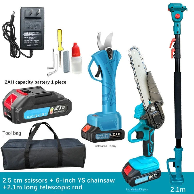 TreeReach Pro™ — 6-Inch Cordless Telescopic Pole Chainsaw (2.1M Adjustable)