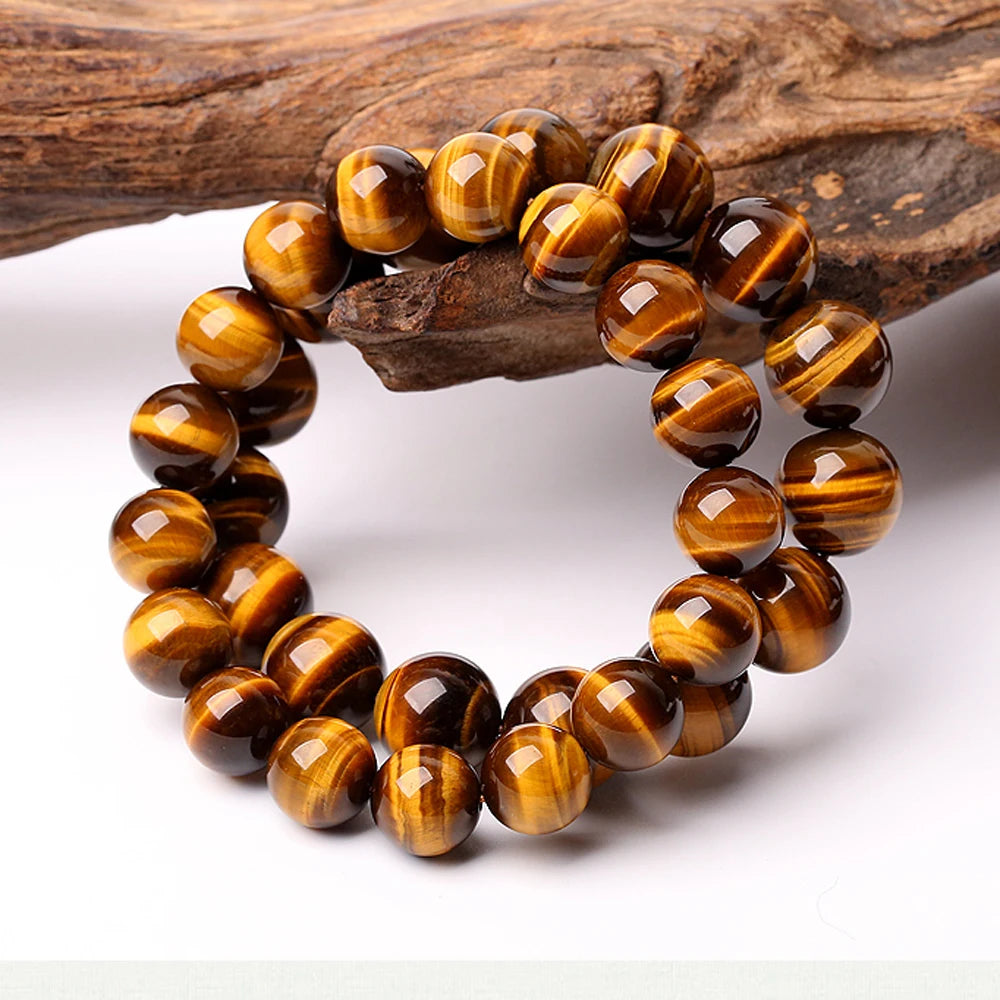 Natural 5A Tiger’s Eye Stone Bracelet – Unisex Energy Beaded Bracelet for Strength, Focus & Style