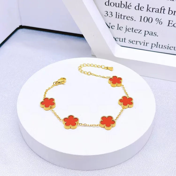 BloomFlip™ Reversible 5-Petal Flower Jewelry Set – Stainless Steel Necklace, Bracelet & Earrings (2-in-1 Wear)