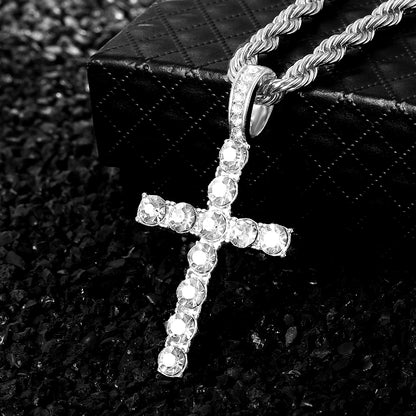 Men's Quartz Watch + Cuban Chain & Cross Bracelet Gift Set | Hip Hop Iced-Out Luxury Box