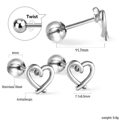 LUXUSTEEL Mini Cute Stud Earrings – Stainless Steel Heart, Butterfly, Rabbit Designs for Women & Girls | Helix & Cartilage Piercing Jewelry
