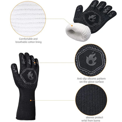 1PC / 1 Pair Heat-Resistant Silicone Oven Gloves – Fireproof, Non-Slip, and Built for BBQ, Grilling & Baking