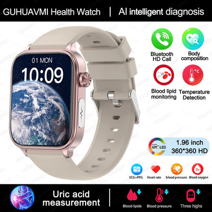 2025 VitalCare™ ECG+PPG Smartwatch – Advanced Blood Pressure, Lipid, Uric Acid & Menstrual Health Tracker for Women