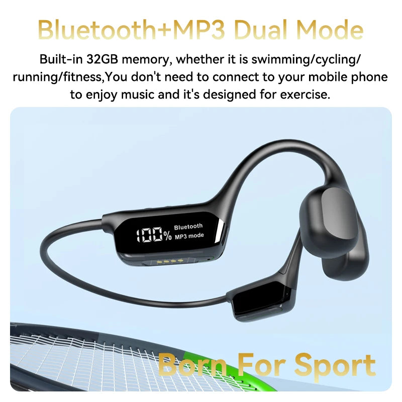 AquaVibe™ — Bone Conduction Bluetooth Headphones with MP3 & 32GB Storage (IPX8 Waterproof)