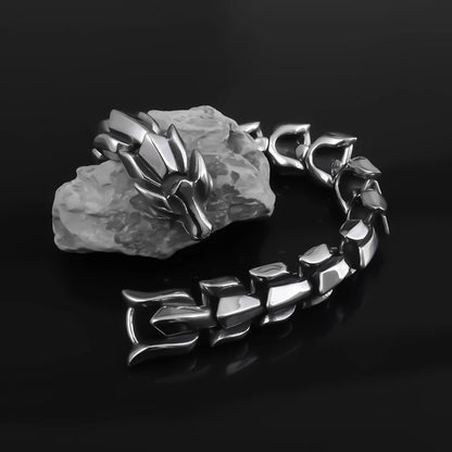 Vintage Silver Ethnic Dragon Cuff Bracelet – Bold Men’s Motorcycle & Street Style Jewelry