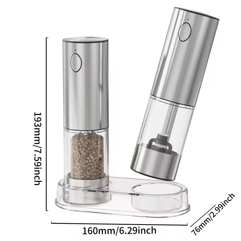 GrindMate™ USB Rechargeable Electric Salt & Pepper Mill (2 pcs)
