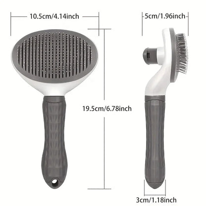 One-Click Pet Hair Removal Comb – Effortless Grooming for Dogs & Cats | Self-Cleaning Slicker Brush