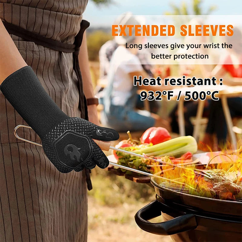 1PC / 1 Pair Heat-Resistant Silicone Oven Gloves – Fireproof, Non-Slip, and Built for BBQ, Grilling & Baking