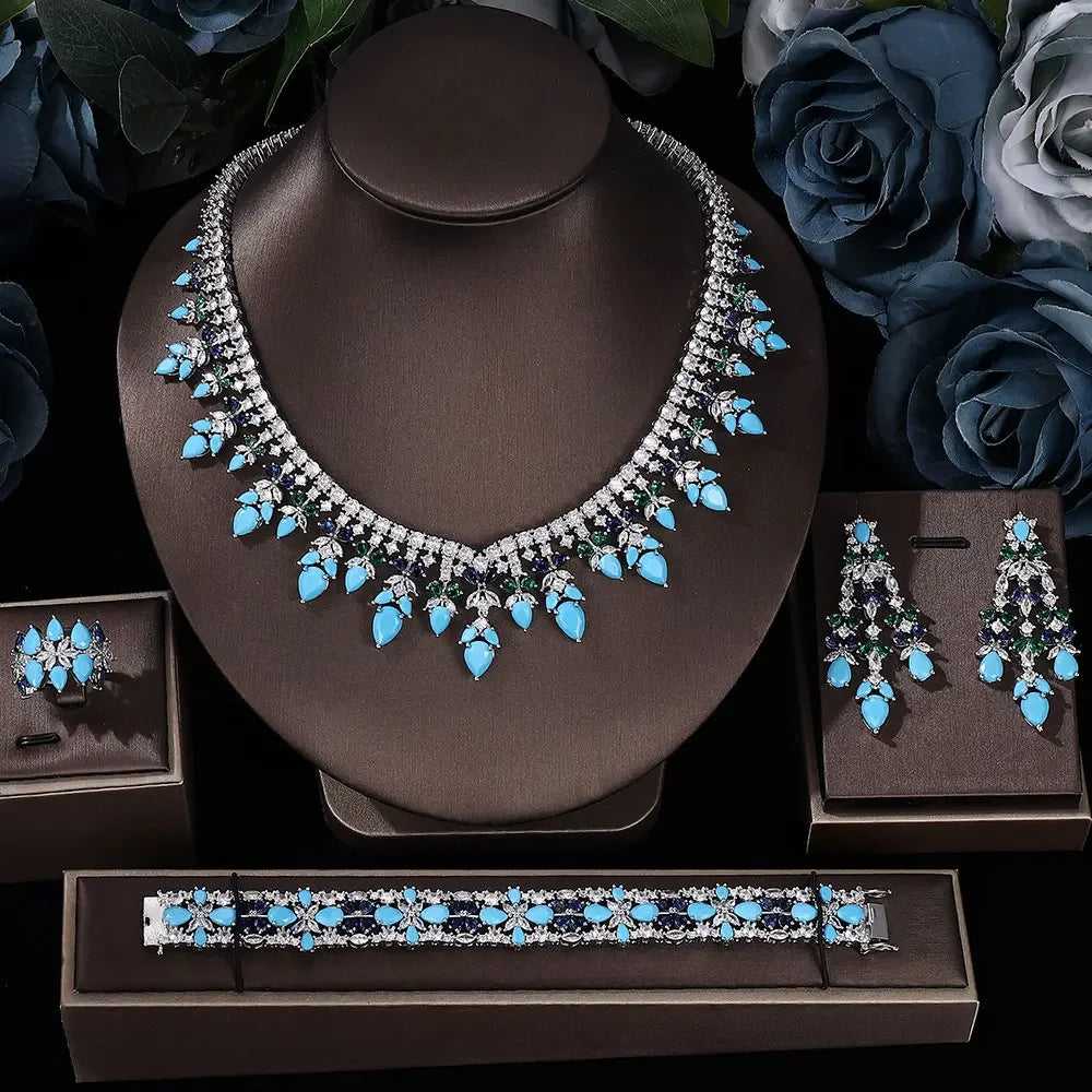 2025 Bestseller: 4-Piece Cubic Zirconia Bridal Wedding Jewelry Set – Timeless Elegance for the Modern Bride