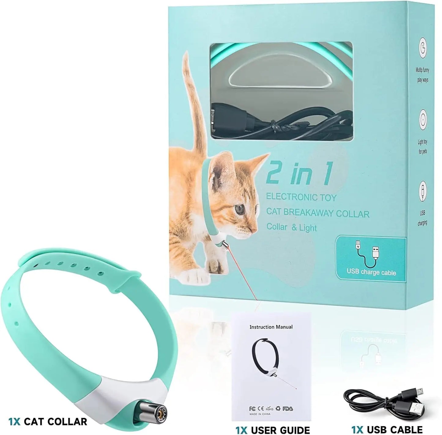 PounceBeam™ — Rechargeable Laser Toy Collar for Indoor Cats