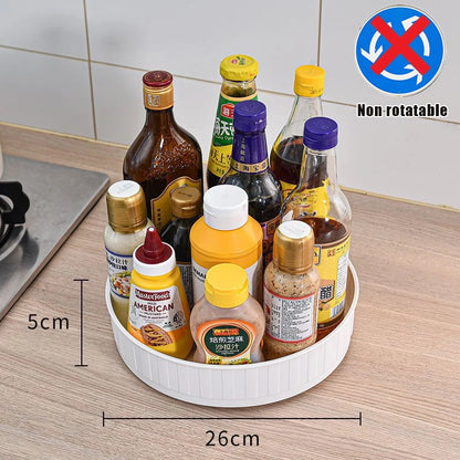 360° Rotatable Anti-Slip Condiment Storage Rack | Lazy Susan Organizer for Kitchen & Cabinet
