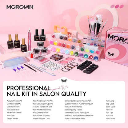 Morovan DiamondStart™ — All-in-One Acrylic Nail Kit for Beginners with Diamond Powder Art Set
