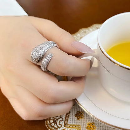 FrostViper™ White Pave Snake Ring – 925 Sterling European Glam