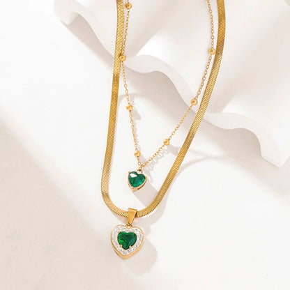 EILIECK™ 4-Leaf Clover Green Zircon Necklace | 316L Stainless Steel Waterproof Pendant for Women