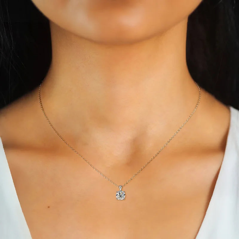 JoyceJelly™ 1ct Moissanite Pendant Necklace | Classic 4-Prong Luxury Fine Jewelry