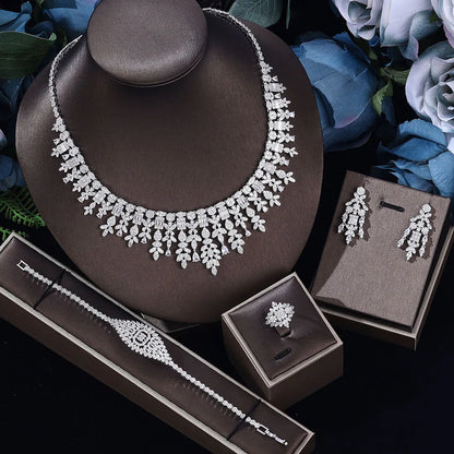 2025 Bestseller: 4-Piece Cubic Zirconia Bridal Wedding Jewelry Set – Timeless Elegance for the Modern Bride