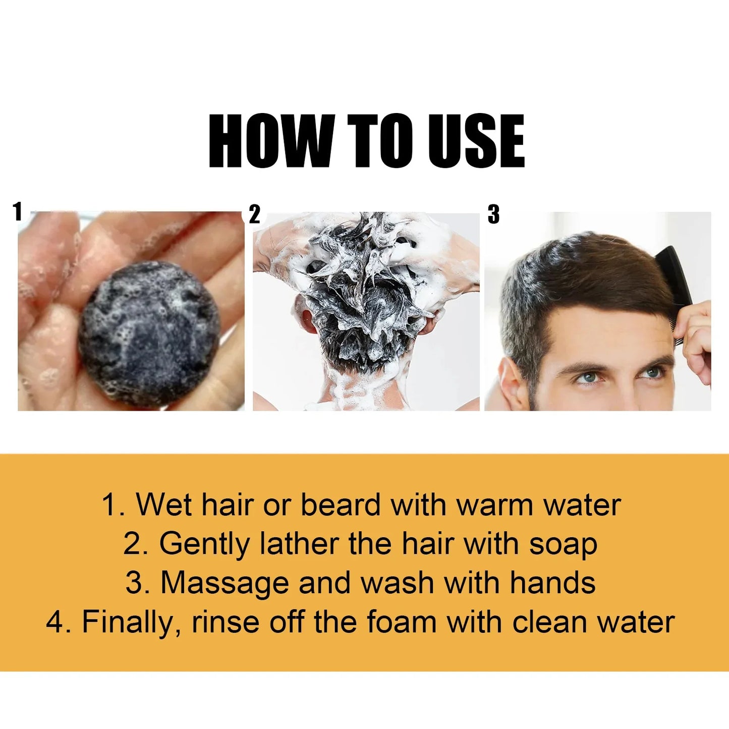 ReBlack™ Magic Hair Darkening Shampoo Bar – Natural Gray Coverage for Hair & Beard