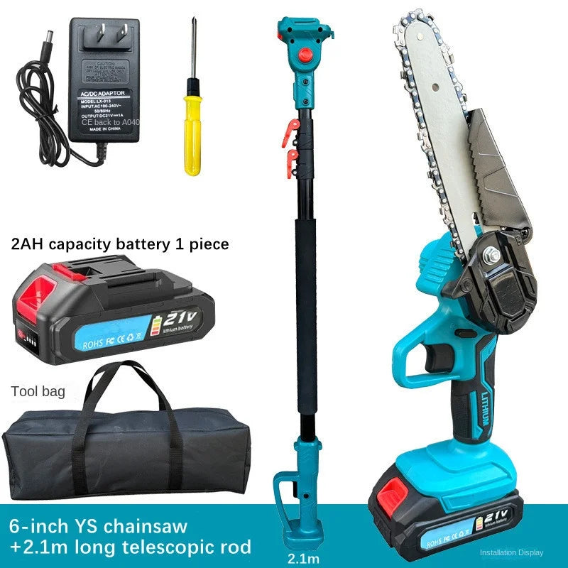 TreeReach Pro™ — 6-Inch Cordless Telescopic Pole Chainsaw (2.1M Adjustable)