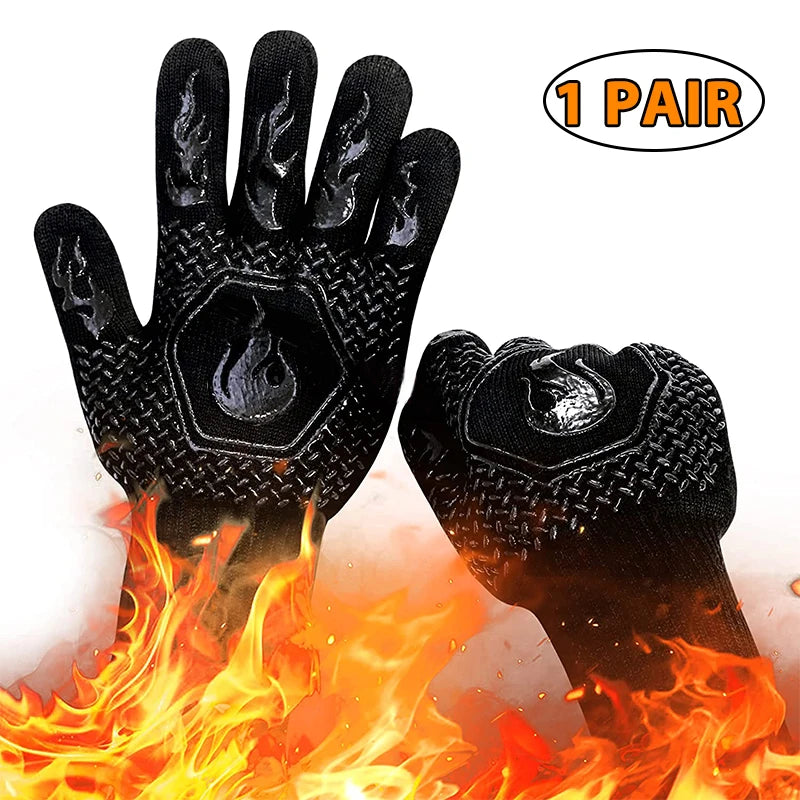 1PC / 1 Pair Heat-Resistant Silicone Oven Gloves – Fireproof, Non-Slip, and Built for BBQ, Grilling & Baking
