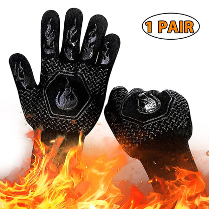 1PC / 1 Pair Heat-Resistant Silicone Oven Gloves – Fireproof, Non-Slip, and Built for BBQ, Grilling & Baking