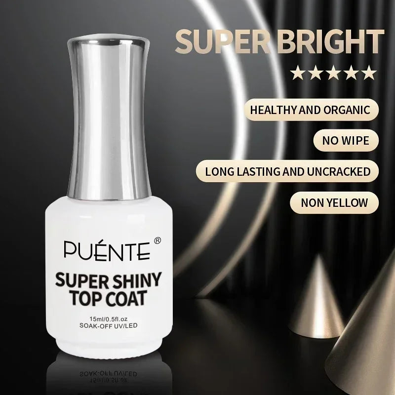 15ML HEMA-Free Base & Top Coat Set – Crystal Glossy & Velvet Matte Finish for Sensitive Nails | Soak-Off UV/LED Gel Varnish