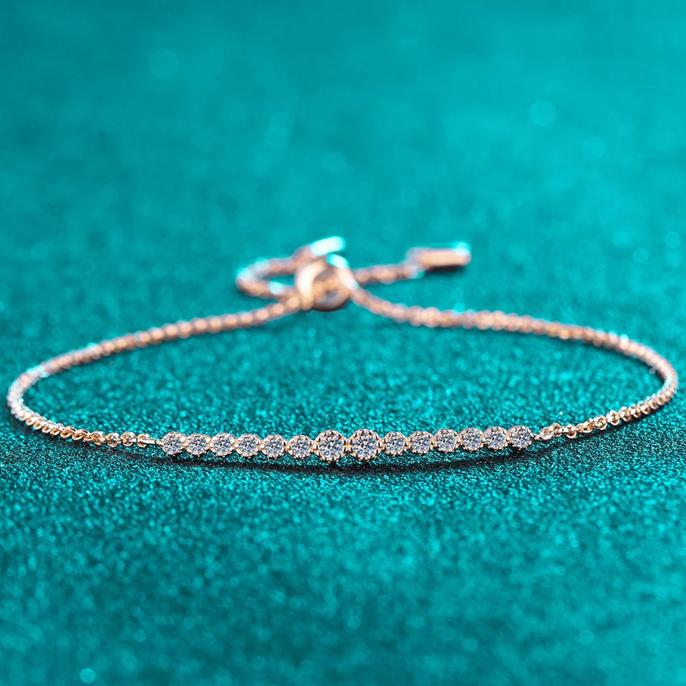 KNOBSPIN D VVS1 Moissanite Bracelet – 0.24ct Lab Diamond S925 Sterling Silver, 18K Gold Plated