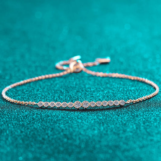 KNOBSPIN D VVS1 Moissanite Bracelet – 0.24ct Lab Diamond S925 Sterling Silver, 18K Gold Plated