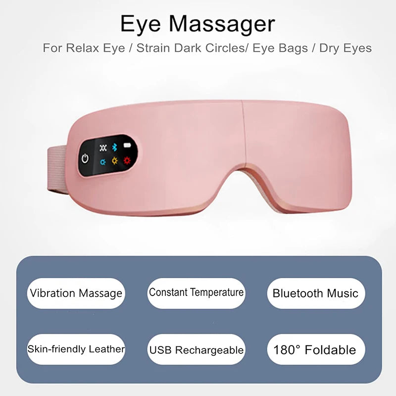 LuxRelief™ 4D Smart Eye Massager – Hot Compress, Vibration, Bluetooth Music & Airbag Therapy