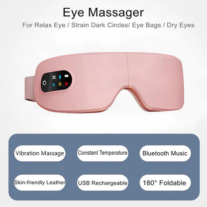 LuxRelief™ 4D Smart Eye Massager – Hot Compress, Vibration, Bluetooth Music & Airbag Therapy