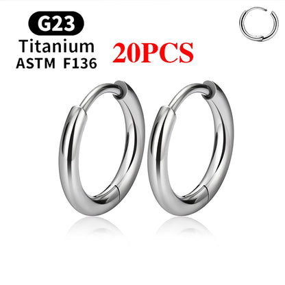 2–20PCS G23 Titanium Hoop Earrings – Hypoallergenic CZ Hinged Nose & Ear Rings for Tragus, Helix, Cartilage & Daith Piercings