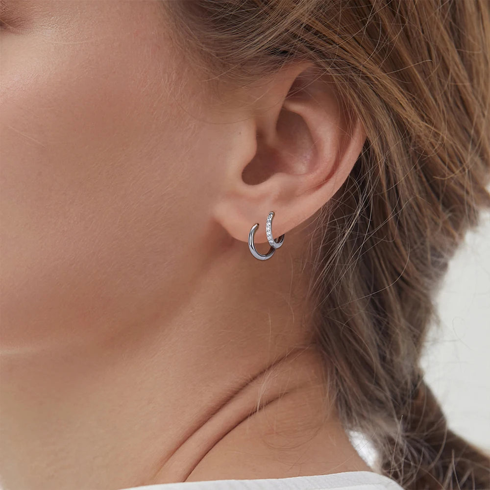 2–20PCS G23 Titanium Hoop Earrings – Hypoallergenic CZ Hinged Nose & Ear Rings for Tragus, Helix, Cartilage & Daith Piercings