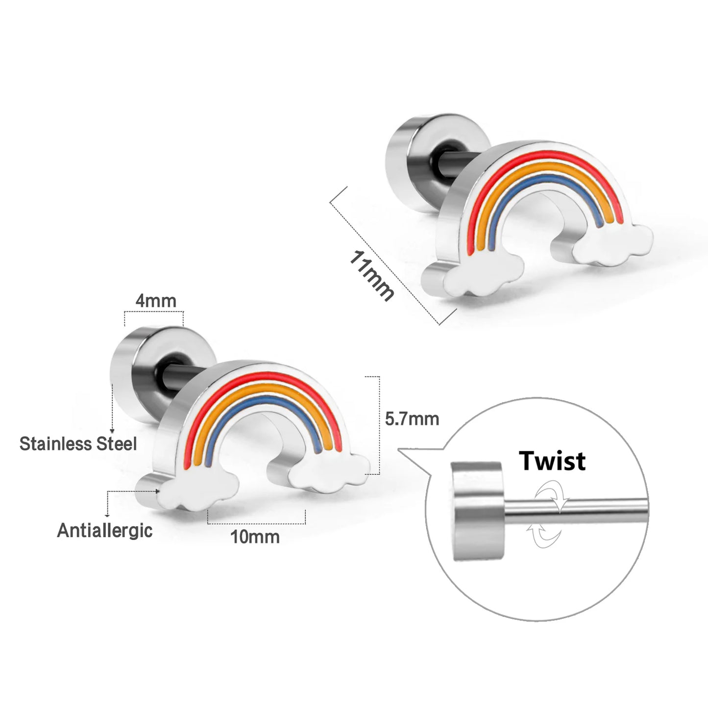 LUXUSTEEL Mini Cute Stud Earrings – Stainless Steel Heart, Butterfly, Rabbit Designs for Women & Girls | Helix & Cartilage Piercing Jewelry