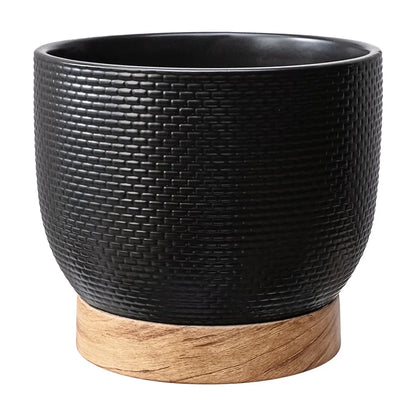 CeramiWeave™ 8-Inch Woven Ceramic Planter – Modern Indoor/Outdoor Pot with Drainage