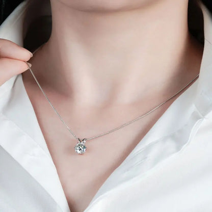 Classic Moissanite Pendant Necklace | 0.5CT–5CT | GRA Certified | 925 Sterling Silver