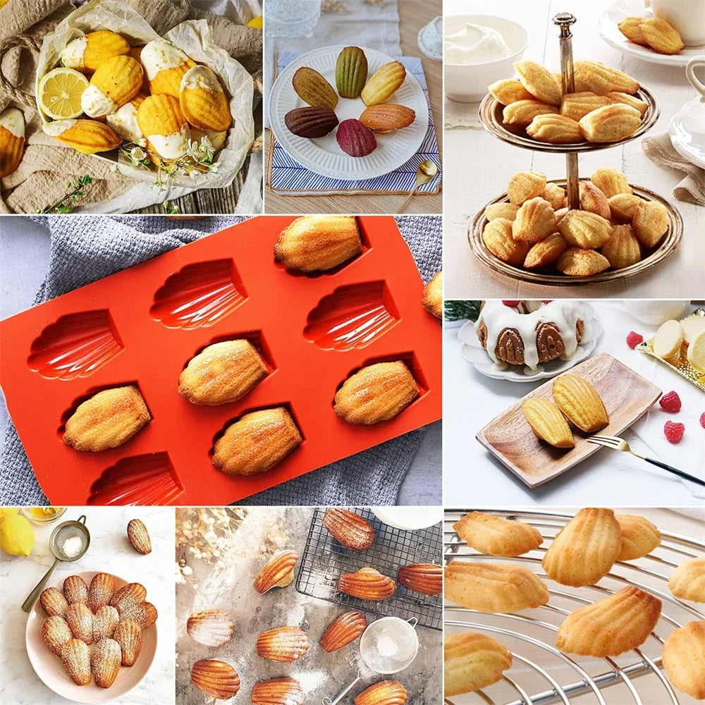 BakeShell™ — Nonstick Silicone Madeleine Cookie Mold (9-Cavity)