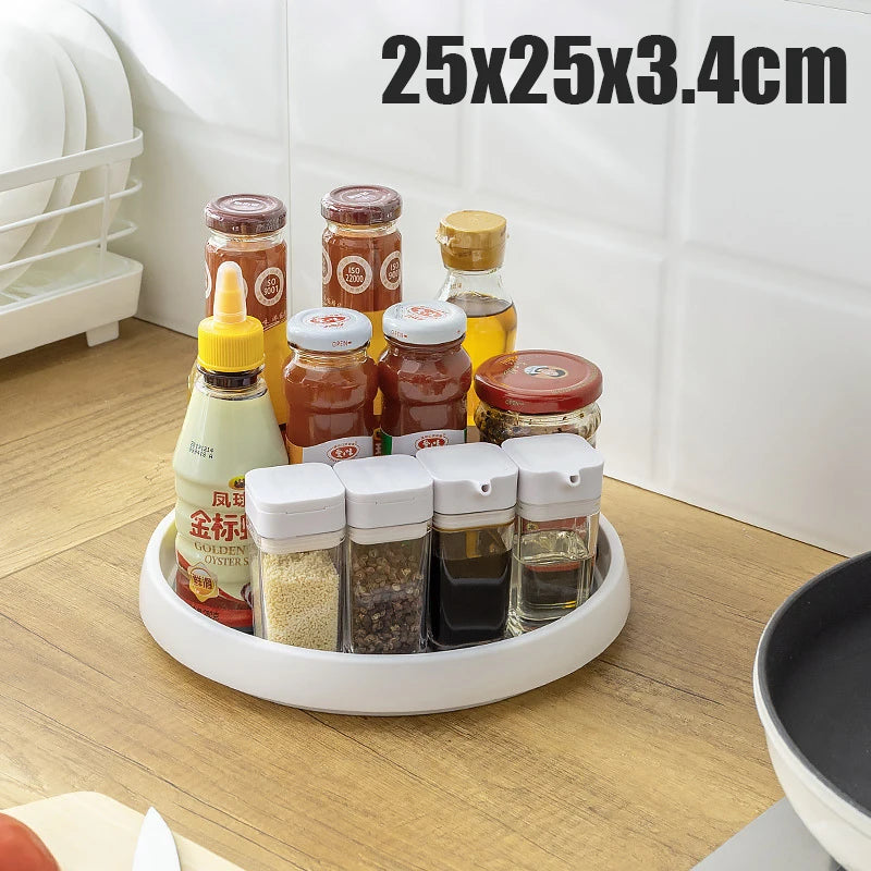 360° Rotatable Anti-Slip Condiment Storage Rack | Lazy Susan Organizer for Kitchen & Cabinet